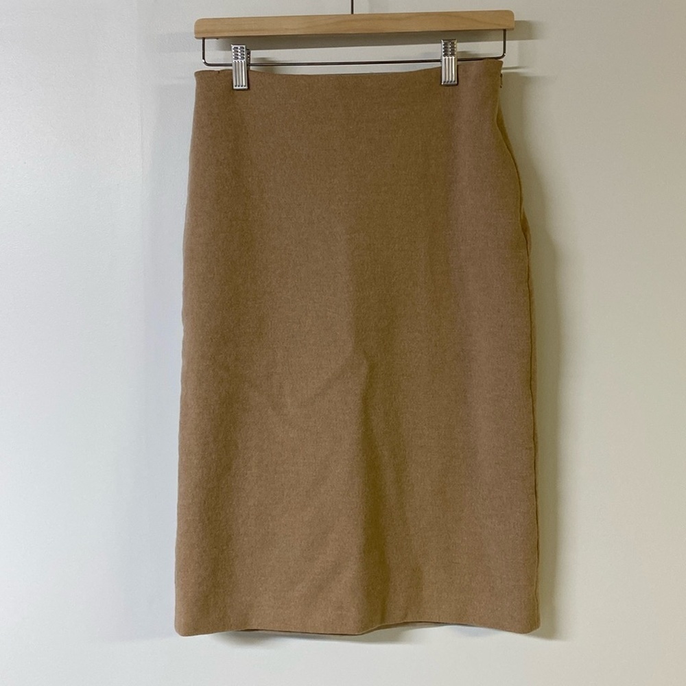 BROOKS BROTHERS Vintage 100% will pencil skirt tan/cream colour size 8